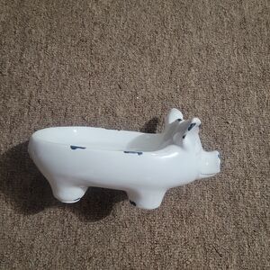 Ceramic White and Blue Pig Shaped Dish
